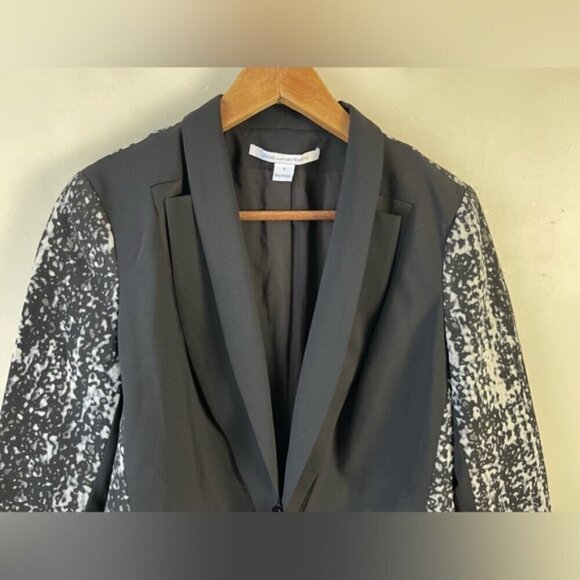 Diane von Furstenberg Black Olena Combo one button Blazer size 6 - Picture 6 of 14